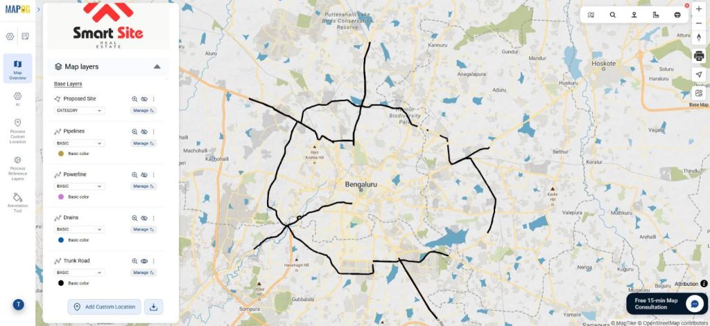 trunk road on map for Real Estate Site Planning