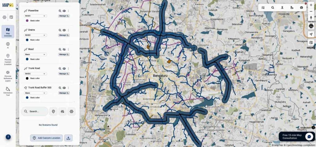 unified merged trunk road buffer for Real Estate Site Planning