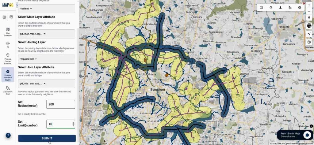 set main & joining layer with suitable attribute, set range & limit for Real Estate Site Planning