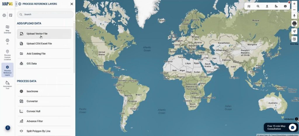 Upload site through upload vector file