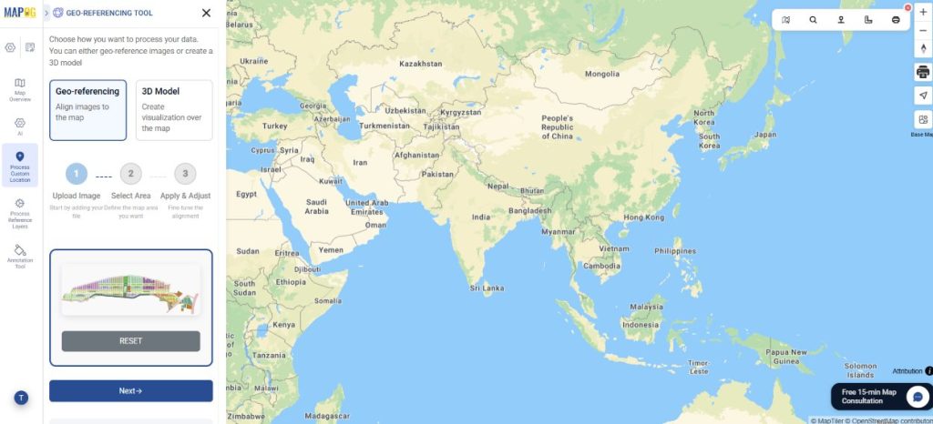 Area layout upload in PNG/JPG