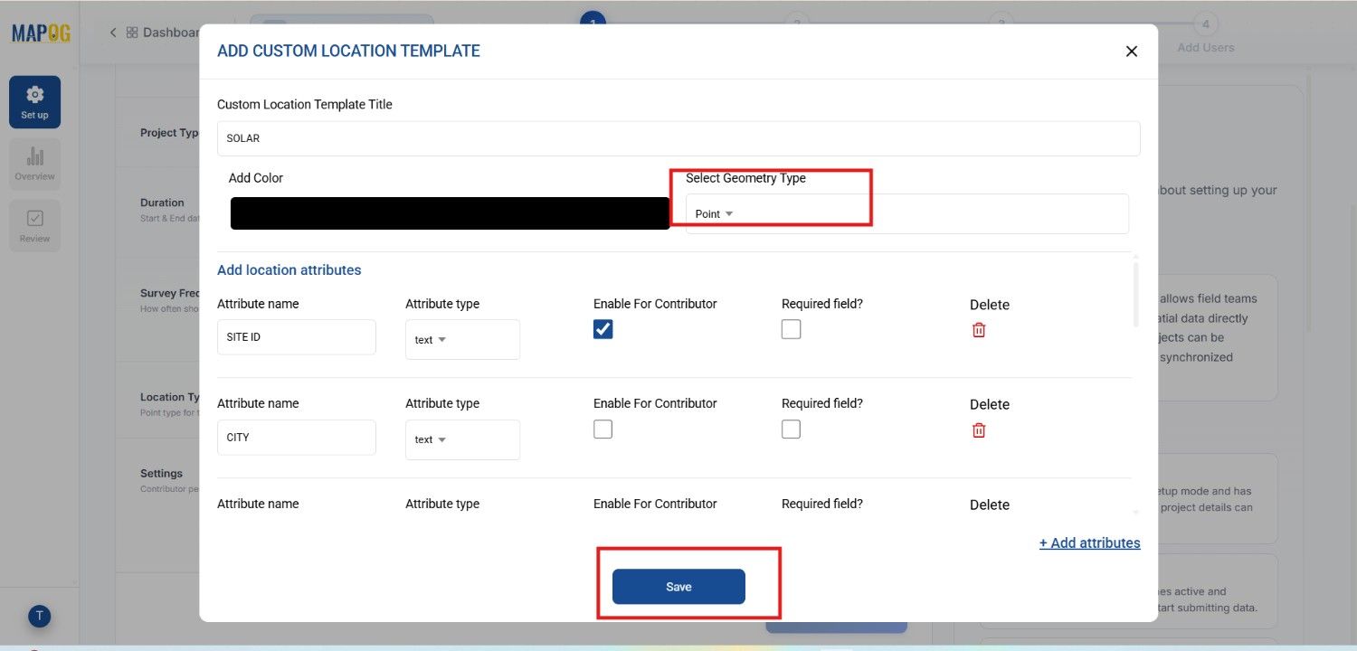 selecting geometry type and creating new attributes