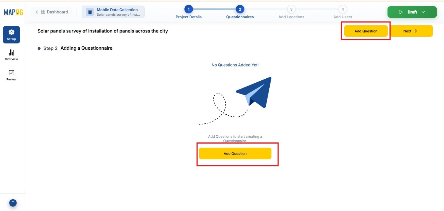 adding questions for surevy form