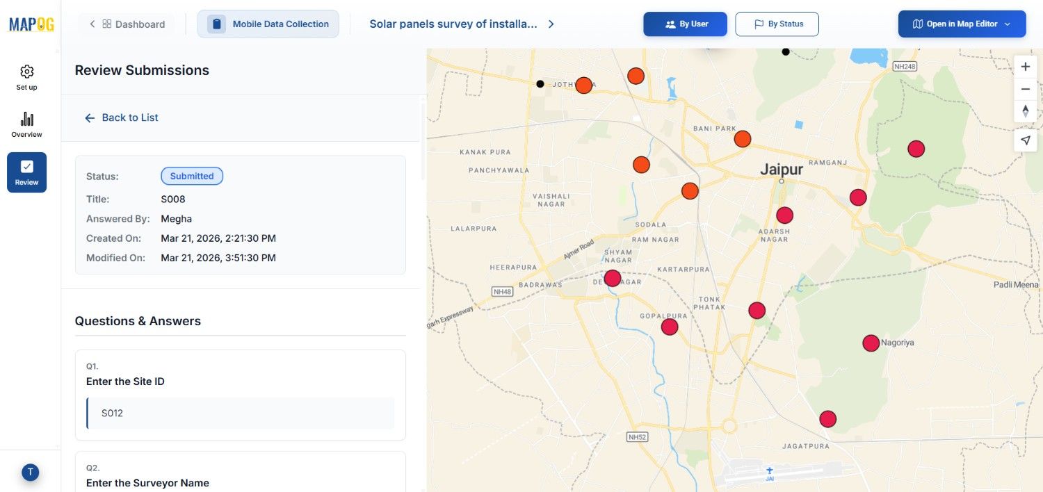 checking survey form to  Conduct solar site surveys