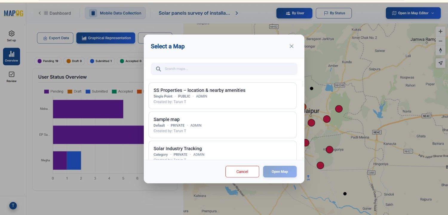 can share map to new or existing map with Conduct solar site surveys