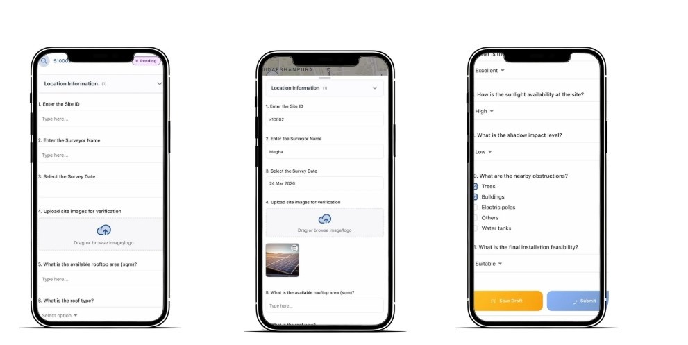 submitting survey form question to conduct solar site survey