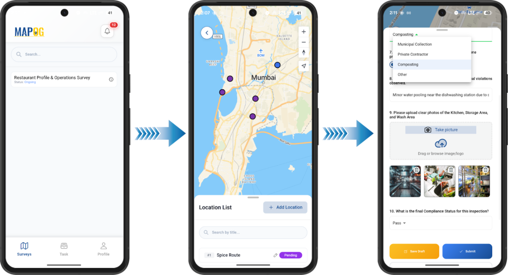 Mobile contributor app used for On-Site Surveys and Inspections