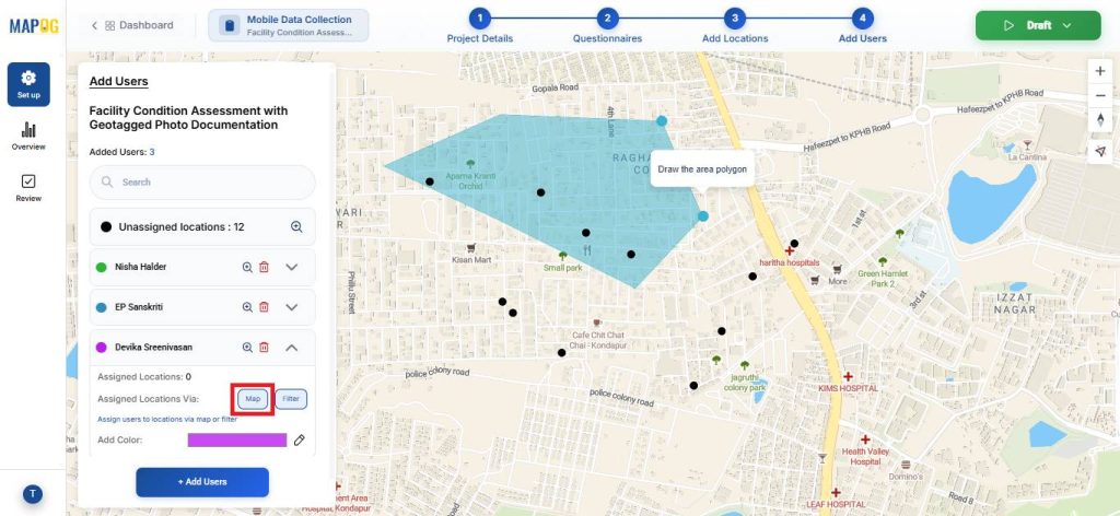 assign points to the members with map tool