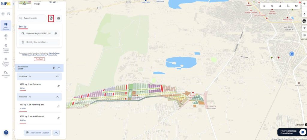 Sort by locations on map