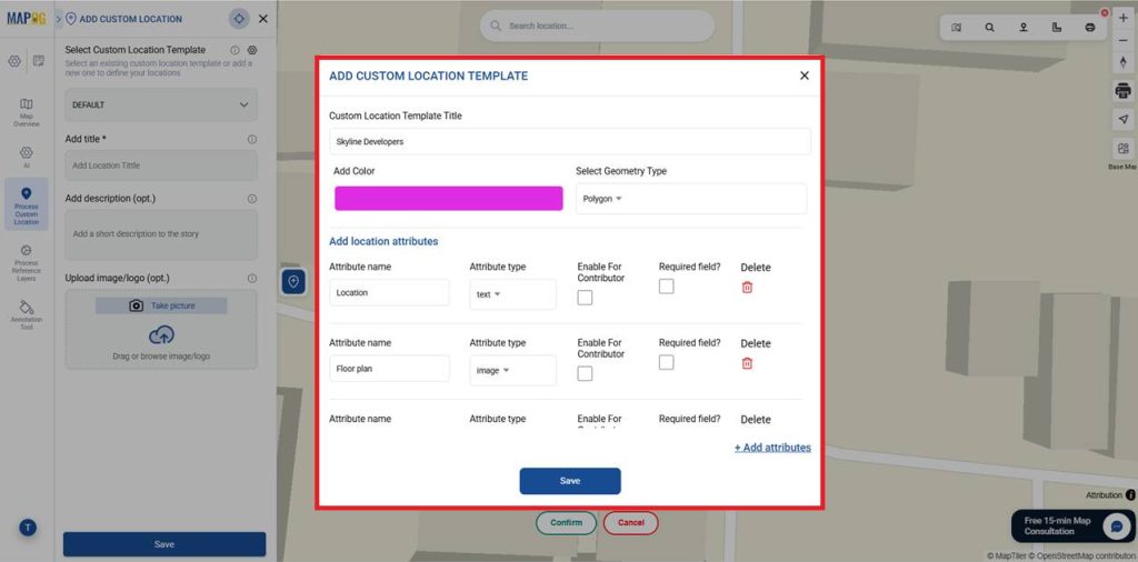 Add Attributes for Real Estate Project Portfolio Map fields