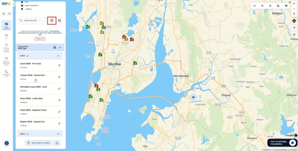 Manage Scattered Property Listings with distance-based sorting feature