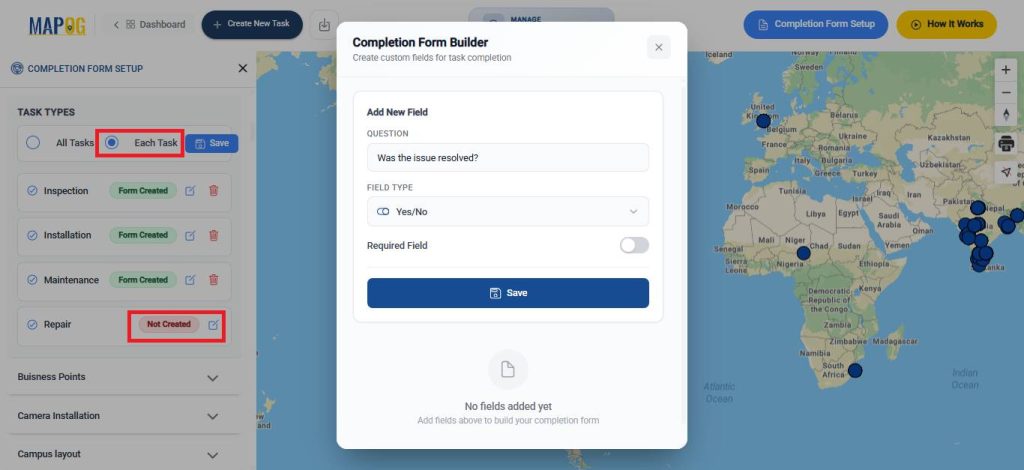 Create completion for each task type