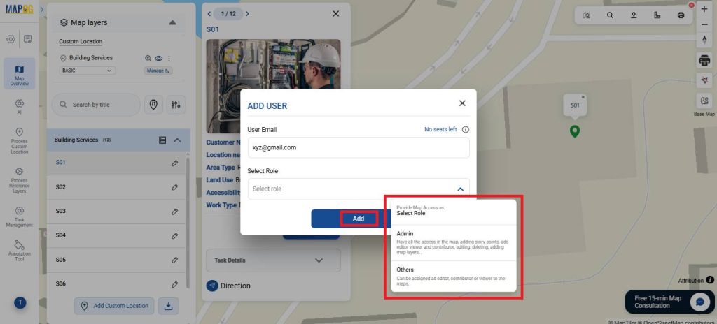 Add team members to manage builder tasks map