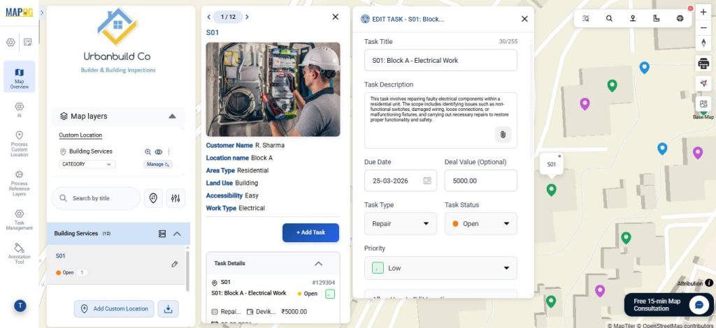 Final output of the manage builder tasks map