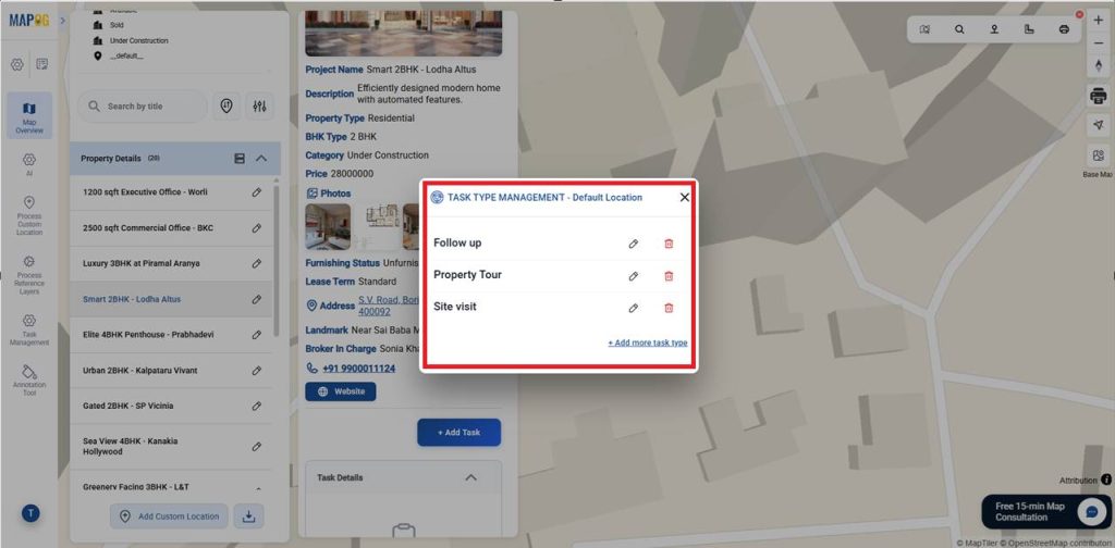 Adding more task type for Manage Site Visits