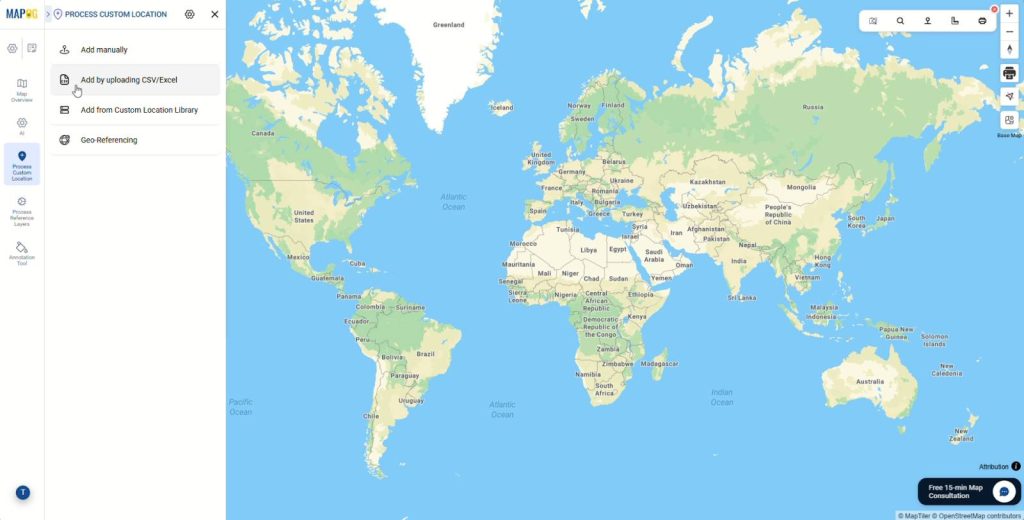 Add by Uploading CSV/Excel file in MAPOG dashboard for mapping data