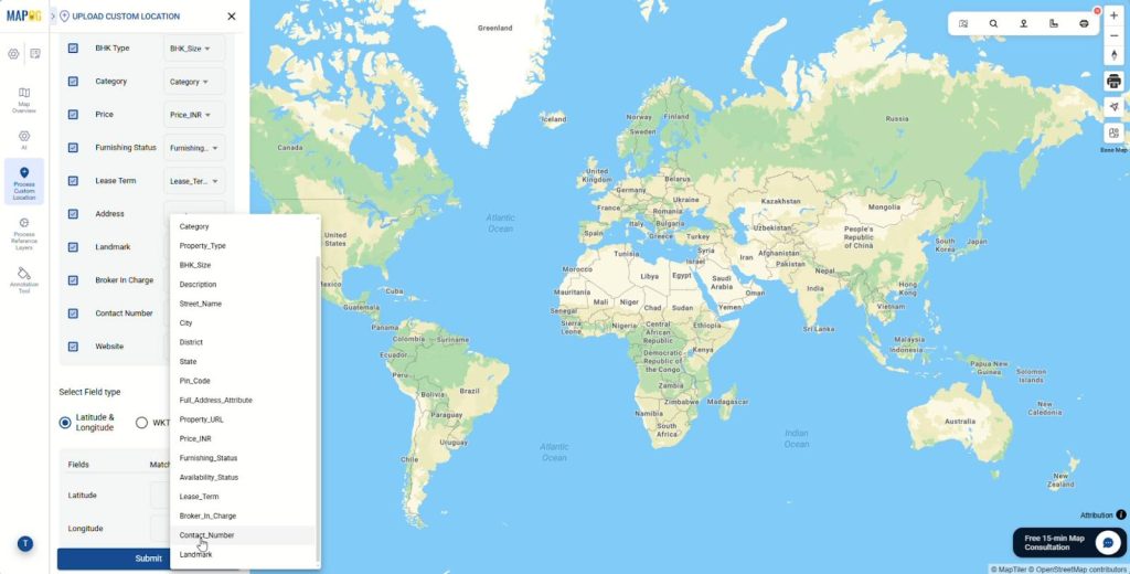 Matching Excel columns to the attributes.