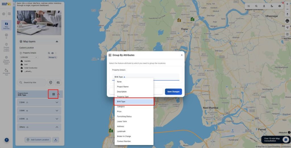 Grouping properties by BHK type using attribute filters