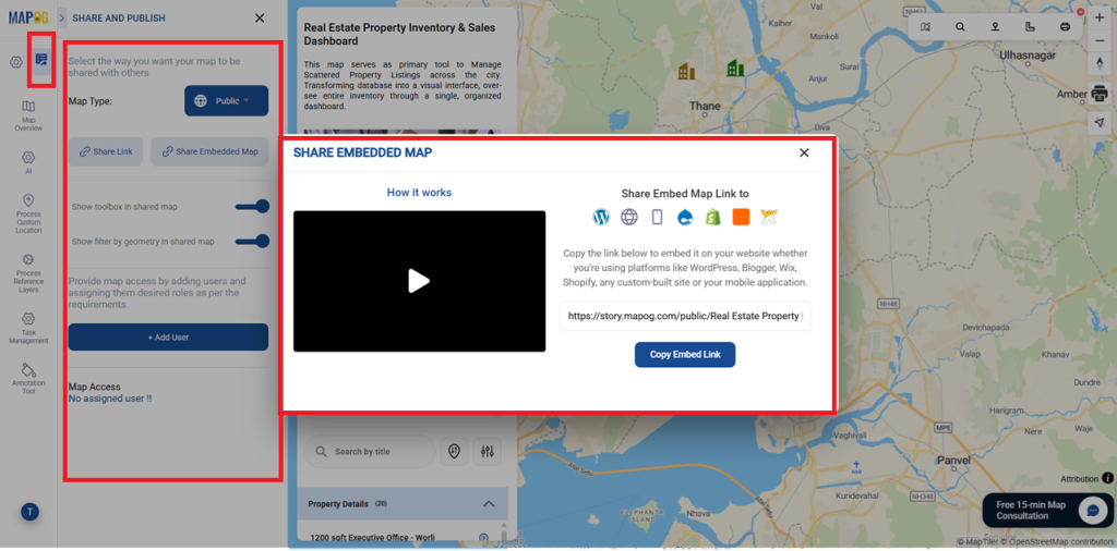 Preview & Share to make the map public 
