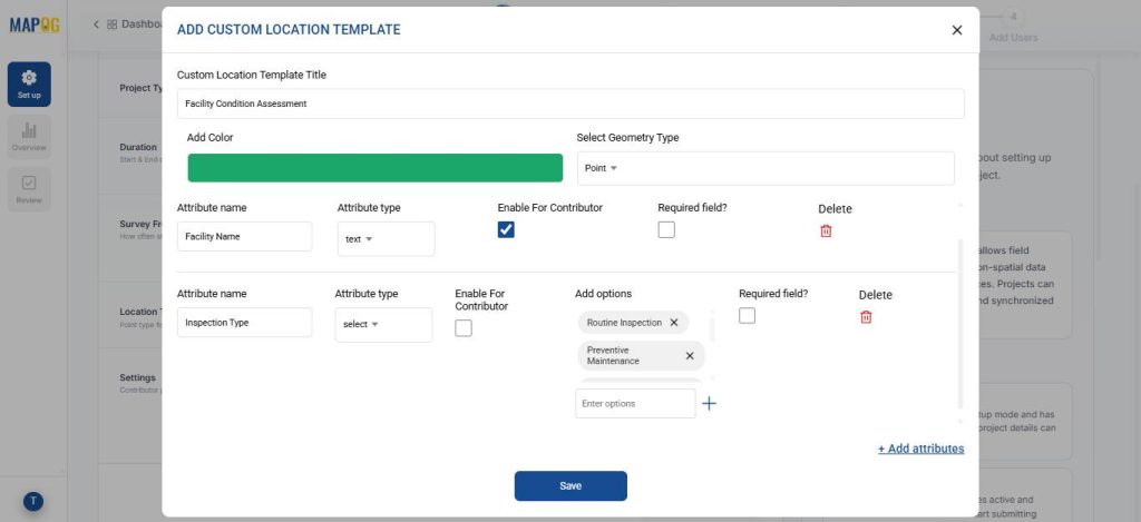 create new location template for uniform collection inspection photos and notes