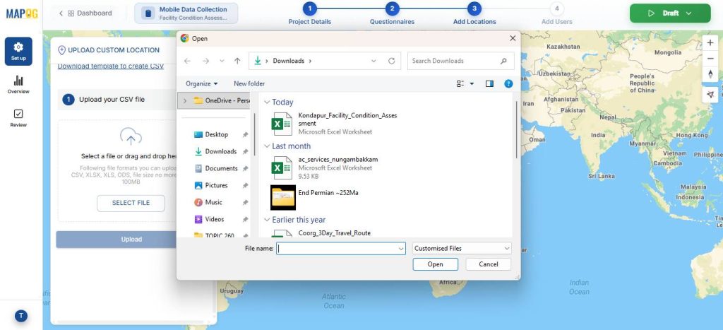 upload your desired file