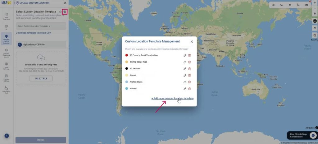 add custom location template