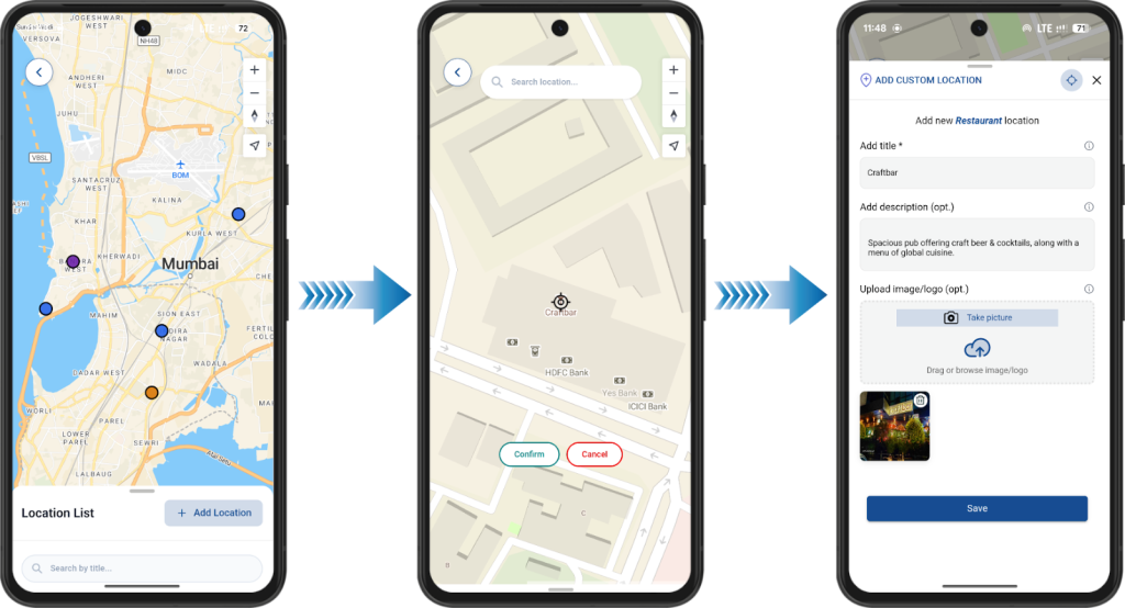Adding new location through contributor mobile app