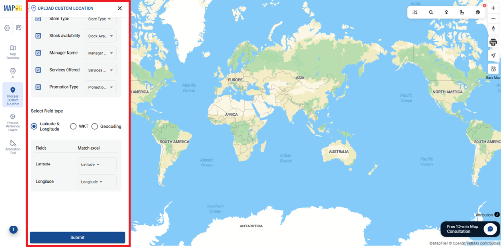 Assigning latitude and longitude 