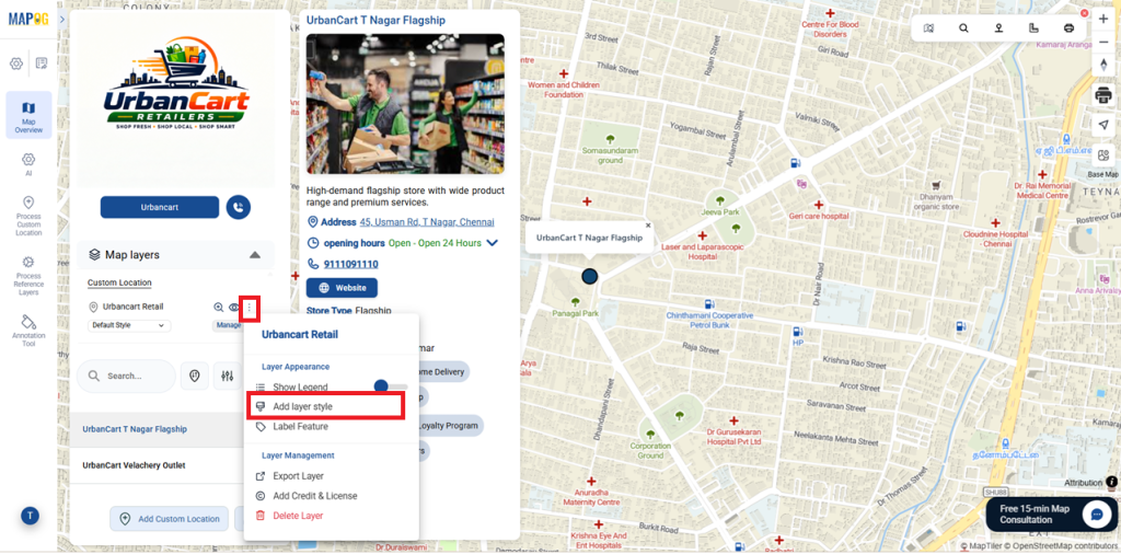 Add style Layerfor Store Map vs Default