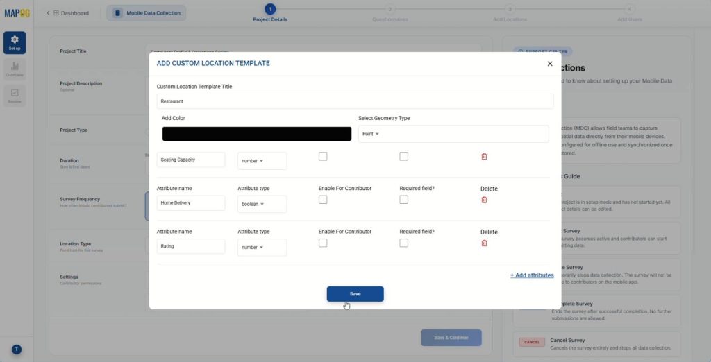 Creating custom location template for On-Site Surveys and Inspections