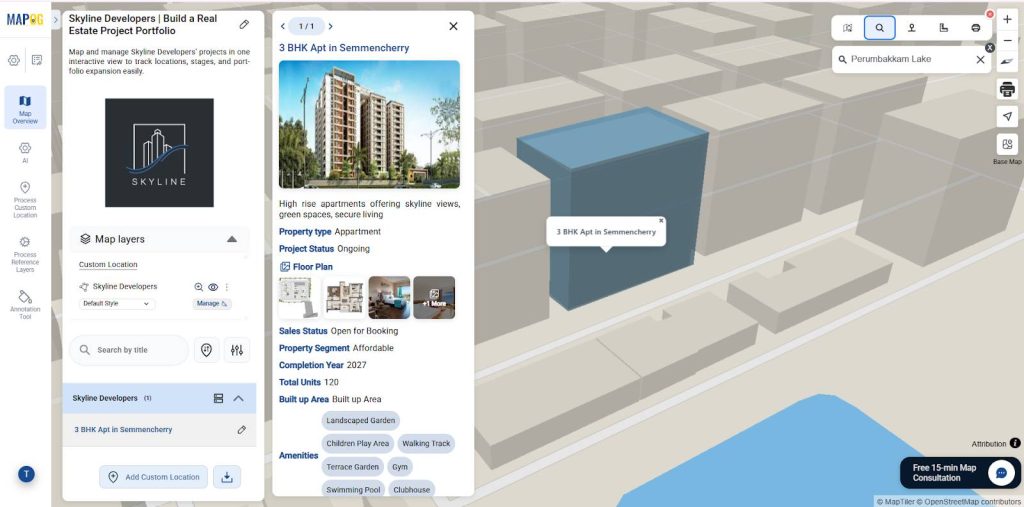 Pop-ups with all informations to Build Your Property Portfolio Map