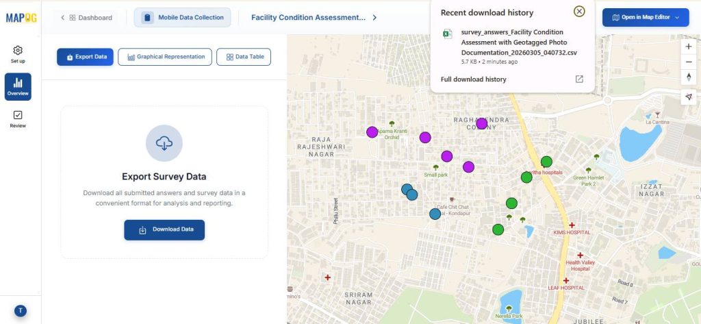 overview panel - export data