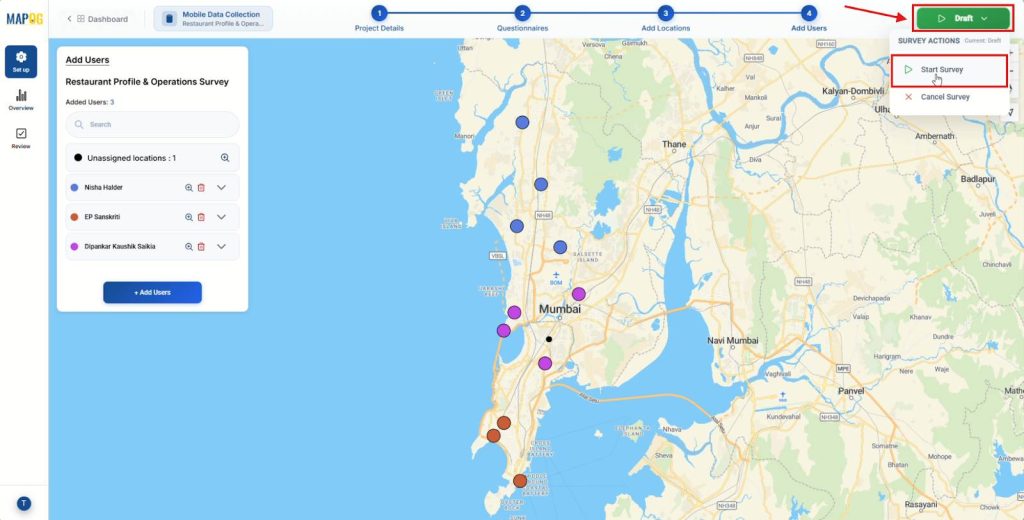 Launch survey button to start On-Site Surveys and Inspections