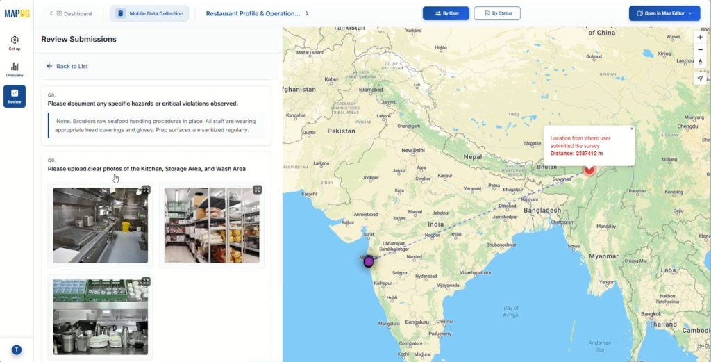 Review panel validating survey responses and inspection images