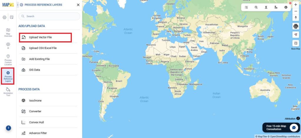 Upload vector data to your plan new locations outlets map