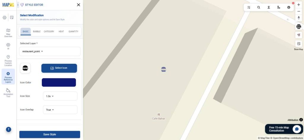 select icon and colour