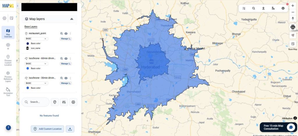 created isochrones for isochrone analysis