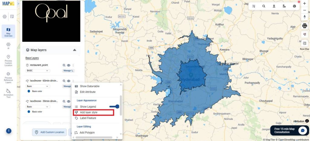 customise isochrones