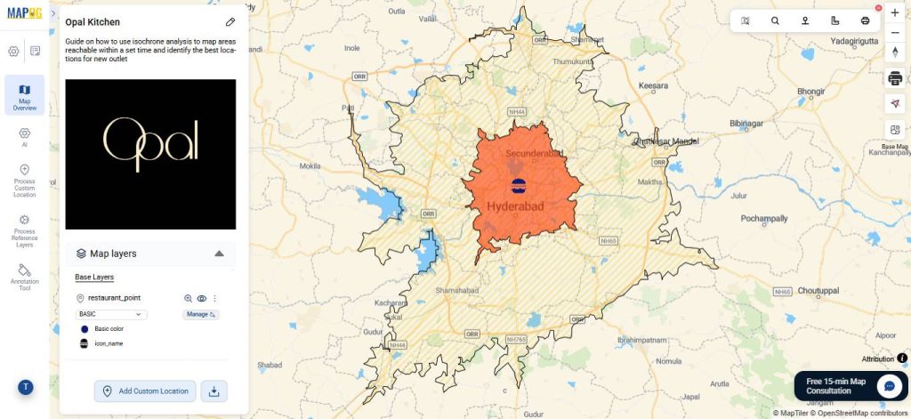 final output of isochrone analysis map