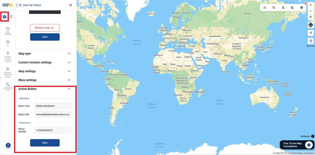 Choose Action Button to add Real Estate Project Portfolio details
