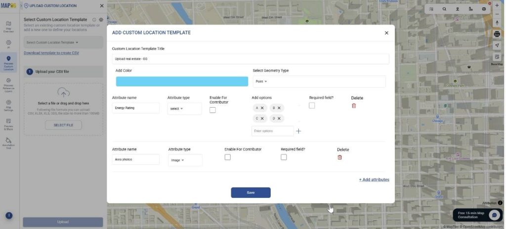 Custom location attributes