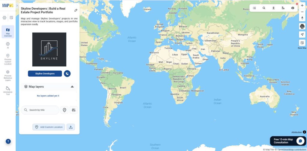 Instantly open website or call in Real Estate Project Portfolio Map
