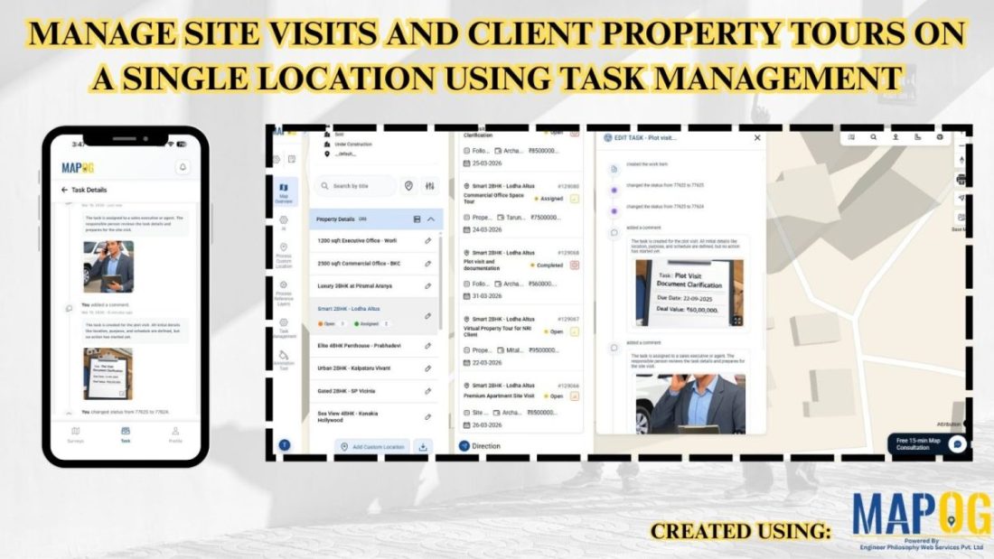 Manage Site Visits and Client Property Tours on a Single Location Using Task Management