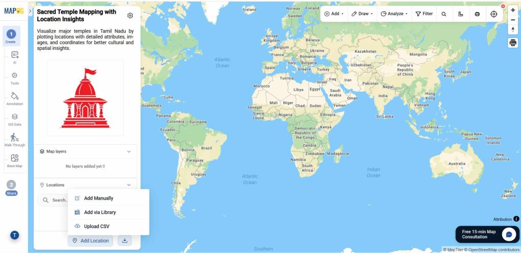 Upload through add via library to plot your points on a map