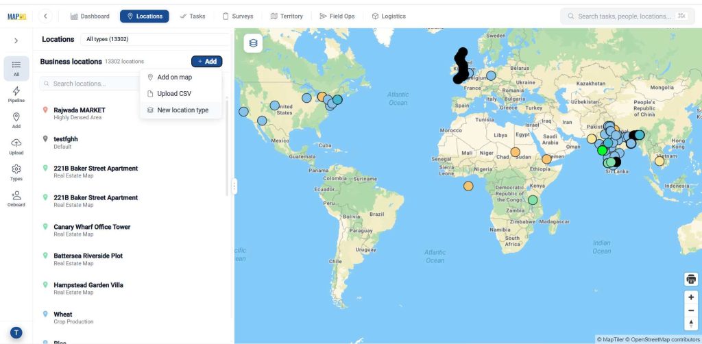 Add new location type to plot your points on a map