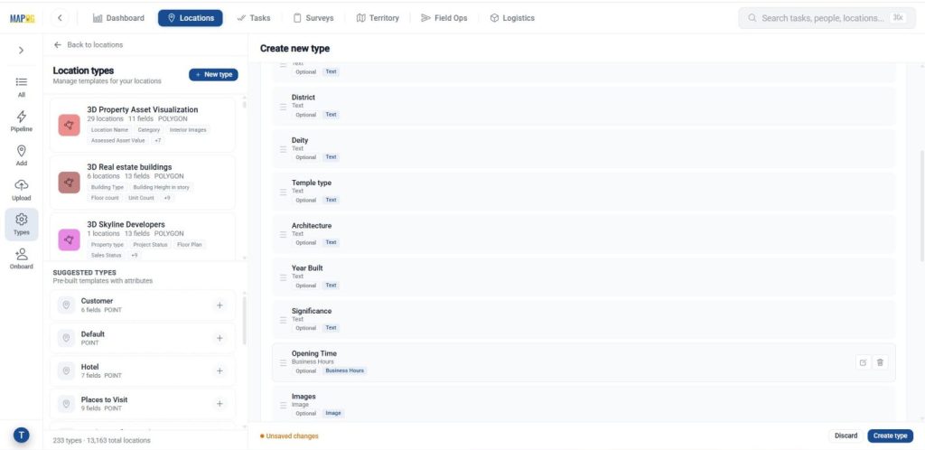 Add attributes that define your point to plot your points on a map
