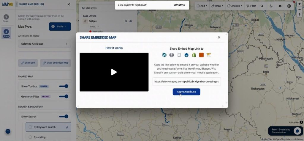 embedded map to share