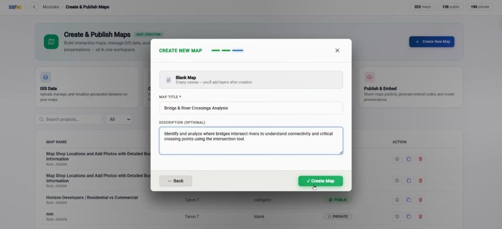 create Interactive workspace to Analyze Bridge River Crossings