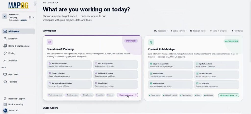 Open workspace in operation & planning