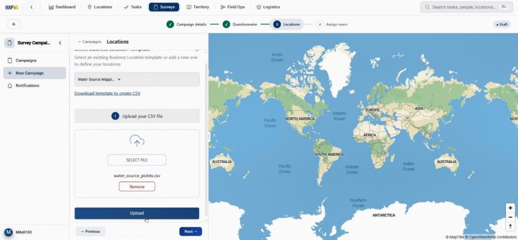browse & upload all data in bulk